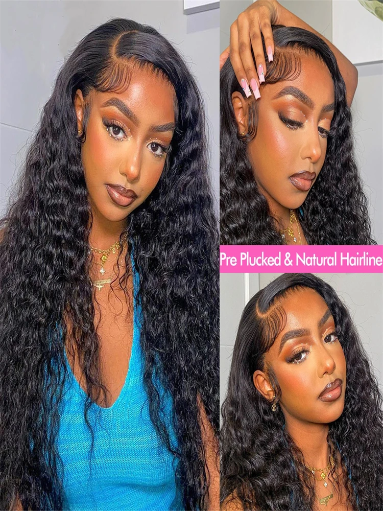 13x4 Lace Front Water Wave Human Hair Wig Deep Wave 13x6 HD Lace Frontal Wig Glueless Wig Human Hair PrePlucked Curly Human Hair