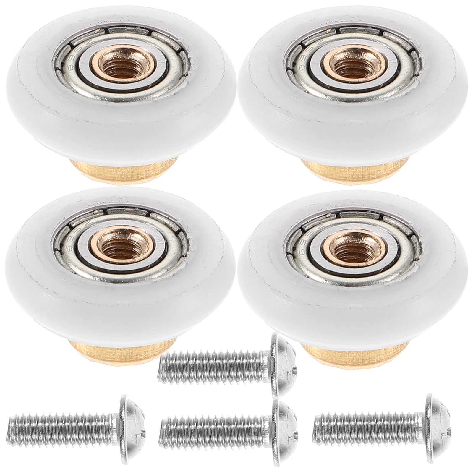 

4 Pcs Shower Door Rollers Glass Door Runners 19MM Copper Shaft Screws Sliding Wheel Bathroom Hardware Replacement Parts