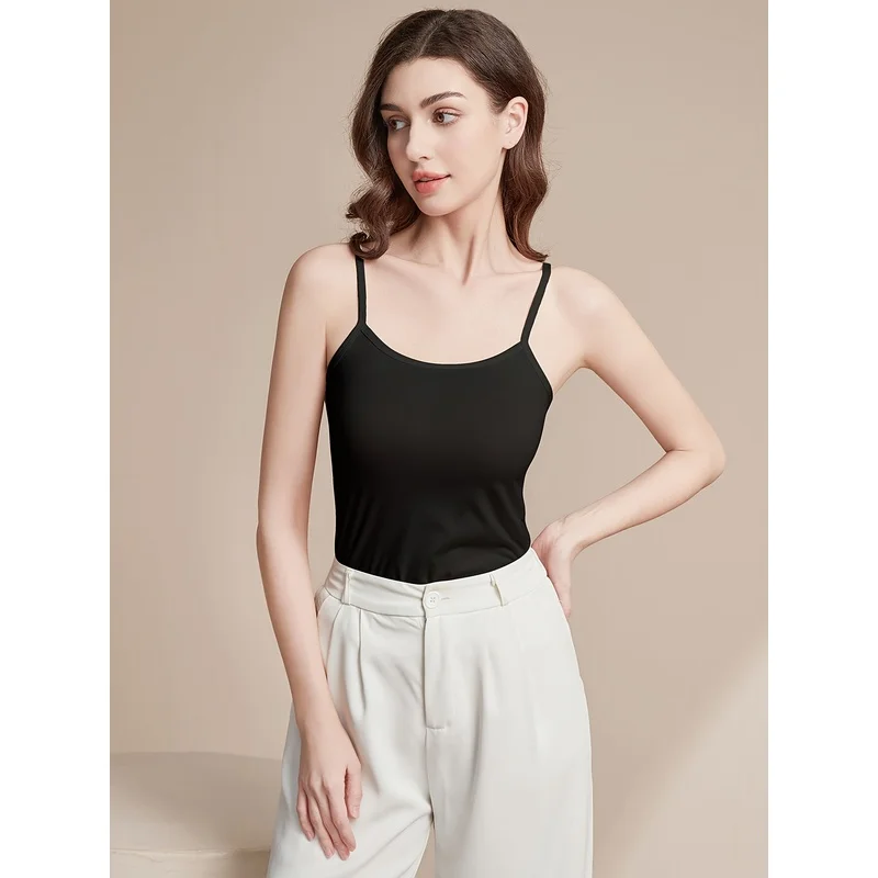 Summer Solid Color Loose-Fit Adjustable Spaghetti Strap Longline Top |   Versatile Spring/Summer Camisole Tank Top for Women