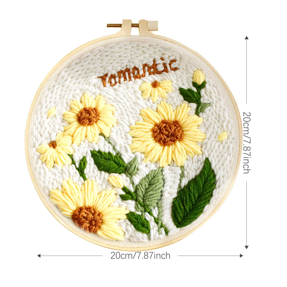 CHENISTORY Flowers Diy Punch Needle Embroidery Starter Girl Kits Crafts Poking Embroidery Painting Hoop Yarn Rug For Home Decor