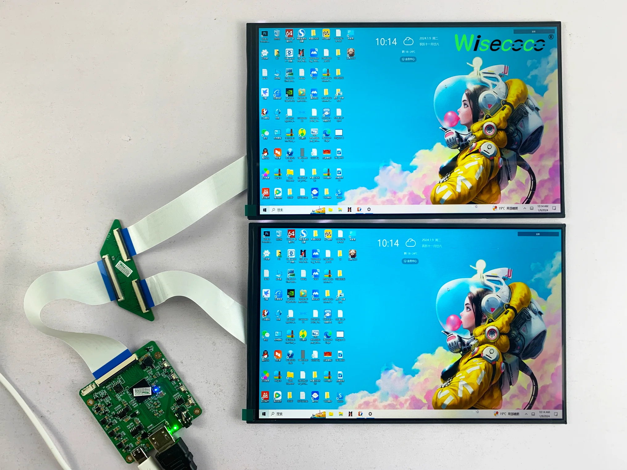 Wisecoco 10.1 Inch Dual Screen Display 1280x800 LCD Screen Module For Raspberry Pi Macbooks Windows Laptops Secondary Display