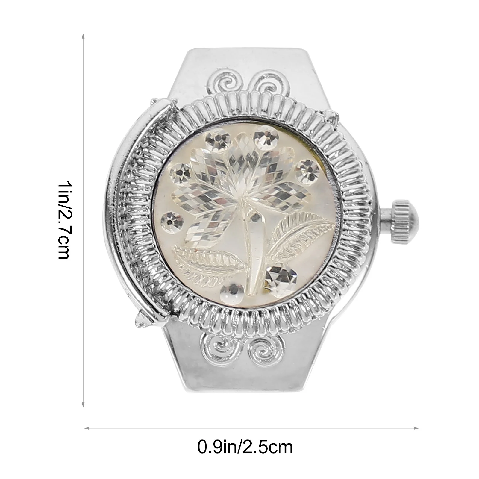 Finger Quartz Watch Rose-Shaped Ring Design Mini Lightweight Zinc Alloy Timepiece Stylish Casual Wear Chic Fashion Jewelry For