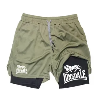 LONSDALE Pantaloncini da corsa sportivi alla moda estiva Pantaloncini da jogging fitness da palestra per allenamento ad asciugatura rapida 2 in 1 da uomo