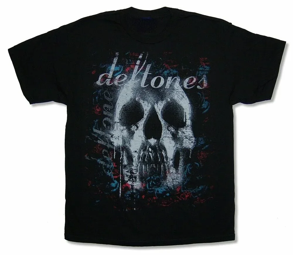 Horror Deftones 해골 티셔츠, 남성 하라주쿠 고딕 블랙 티셔츠, 여름 소년 소녀 스트리트웨어, 일본 빈티지 루즈 티셔츠