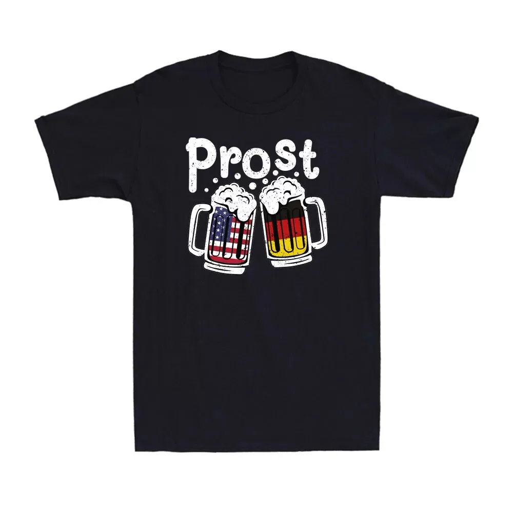 Prost Beer American German Flag Funny Oktoberfest Drinking Lover's Men's T-Shirt