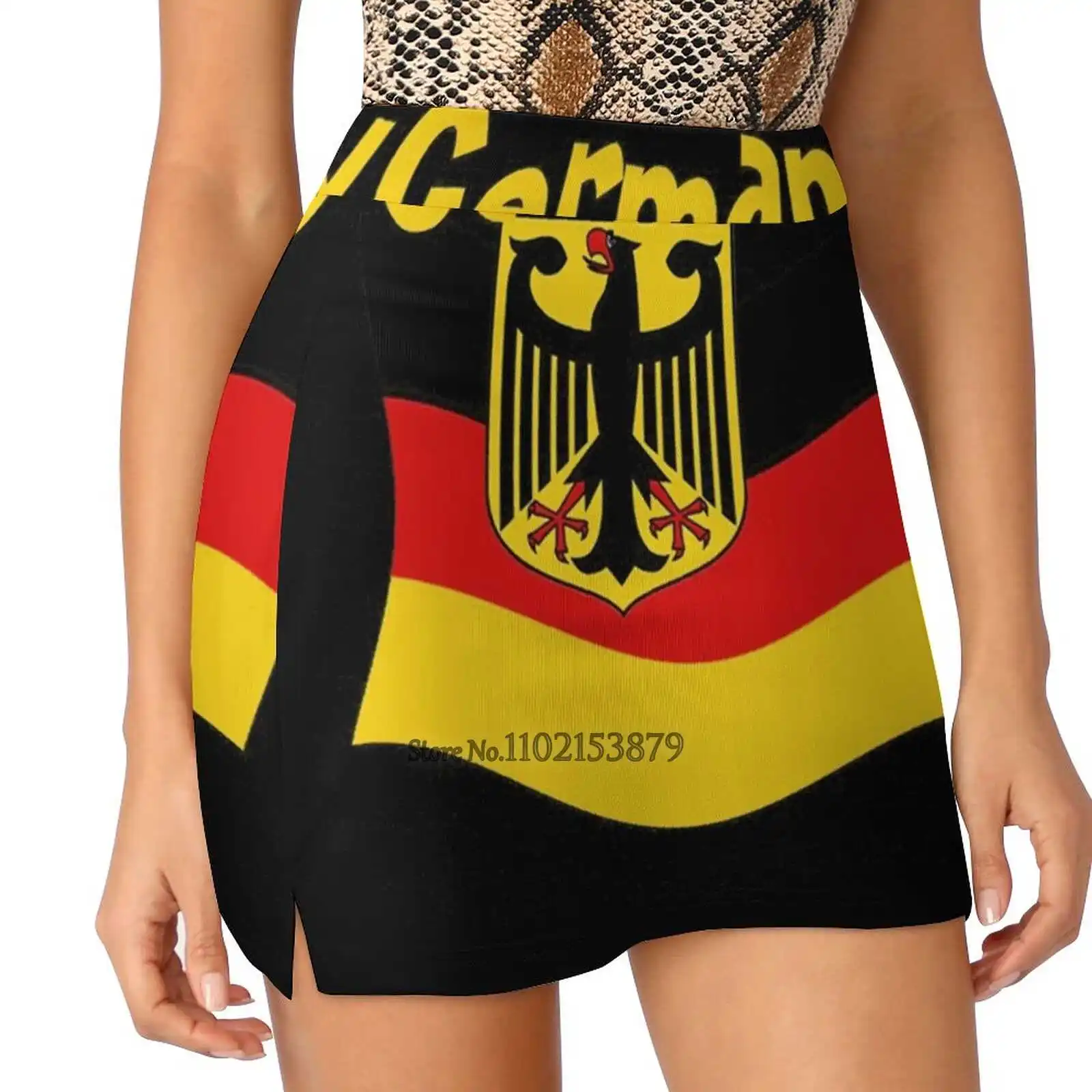 

German Flag With Eagle And Text Germany Women Sports Skirt Tennis Golf Dance Fitness Running Yoga Skirts German Flag German