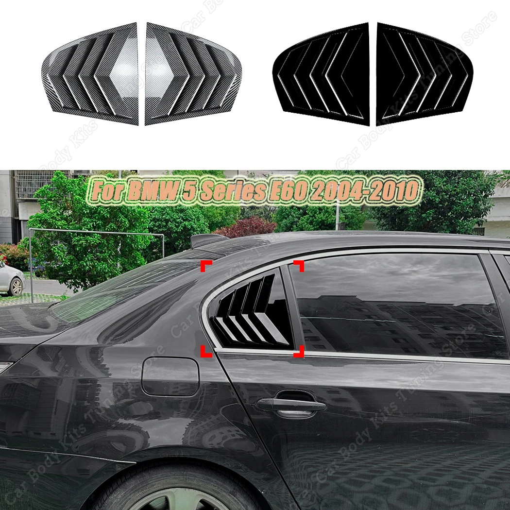 

For BMW 5 Series E60 2004-2010 Gloss Black & Carbon Look Plastic Rear Window Louvers Car Vent Side Tuyere Louvers Vent 1 Pairs