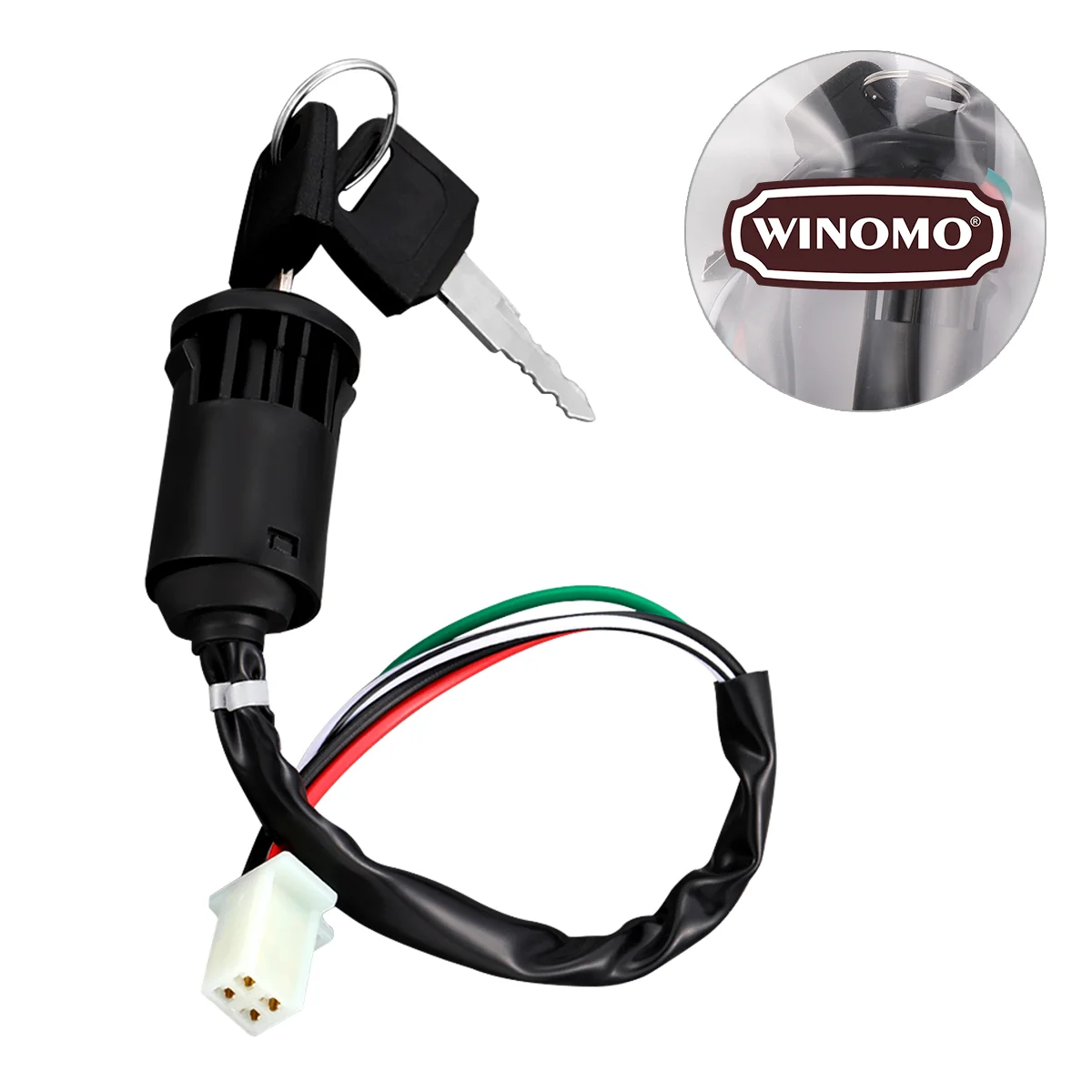 WINOMO Ignition Lock Cylinder Starter Lock Keys for All Terrain Vehicles Motorcycle Electric Vehicles (Black)