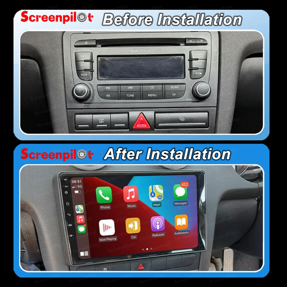 Android 16 For Audi A3 8P S3 RS3 Sportback 2003 - 2012 Carplay Auto Multimedia Video 2K Screen Player Car Radio Autoradio Stereo