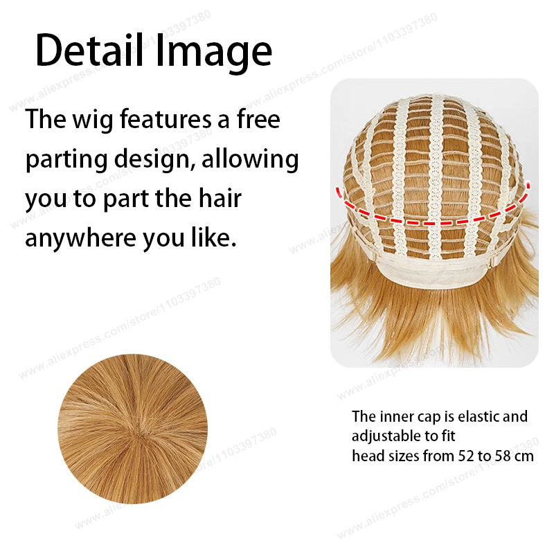 أنيمي ترقية 32 سنتيمتر قصيرة انقلبت ينتهي شعر مستعار تأثيري نقي أبيض فضي أسود بني أحمر رجل إمرأة مقاومة للحرارة الشعر الاصطناعية #3