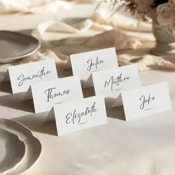 Personalised 20/50/100pcs Wedding Place Setting Card Modern Party Decor Folded Place Name Cards Table Name Seat Cards Minimalist