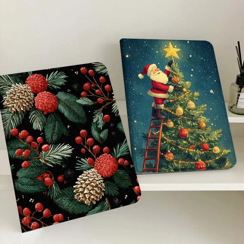 

Christmas Tree Pine Cone Tablet Case For Samsung Tab Galaxy S6 S11 A A7 A8 A9 A11 10.1 10.4 10.5 Plus Lite Gift