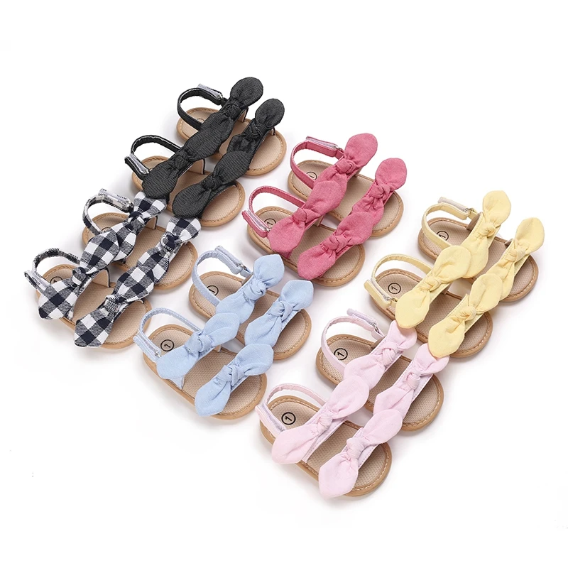 Mubineo Baby Girls Cute Sandals Summer Double Bows Soft Sole Open Toes Flats Walking Shoes for Toddler Newborn