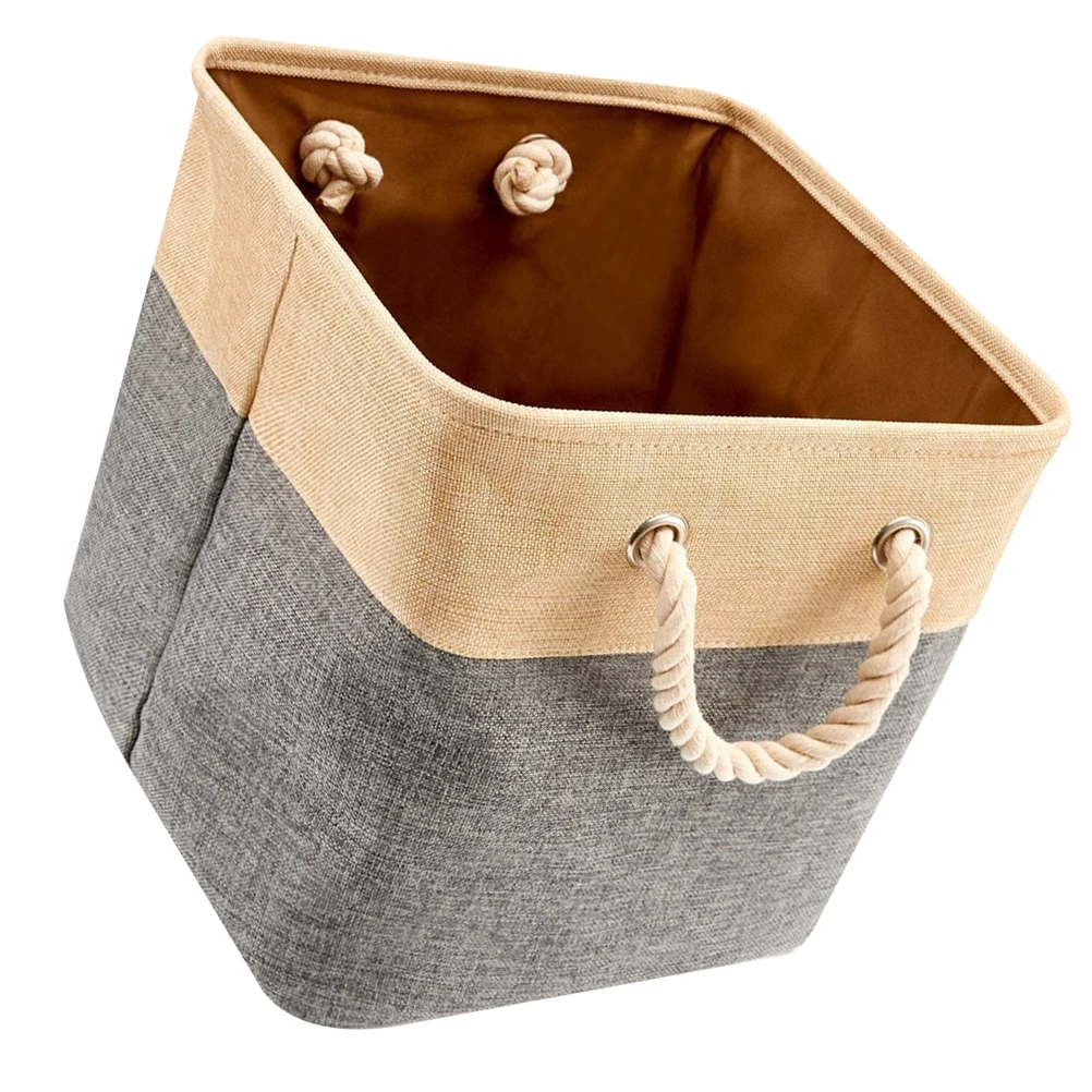 

Cotton Linen Storage Basket Large Capacity Toy Wicker Desktop Organizer Grey Bucket Child Room Clothes Books Socks