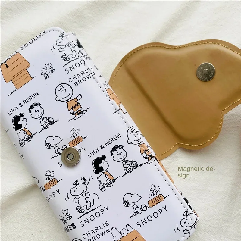 Snoopies Anime Change Bank Card Storage Bag Kawaii PU Wallet Short Zipper Coin Handbag Long Style Fold Purse Girl Birthday Gift