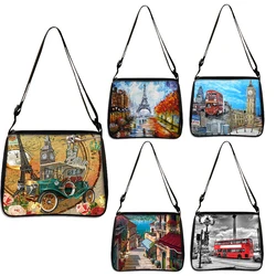 Borsa a tracolla con stampa paesaggio/torre Eiffel di londra per borse da viaggio da donna pochette per il tempo libero borse a tracolla in tela da donna