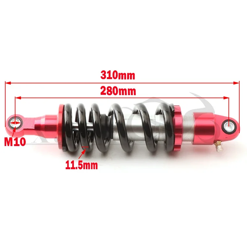 280mm Motorcycle Rear Shock Absorber with Air Nozzle Suitable for Mud Pit Bike Cross-country Motorcycles