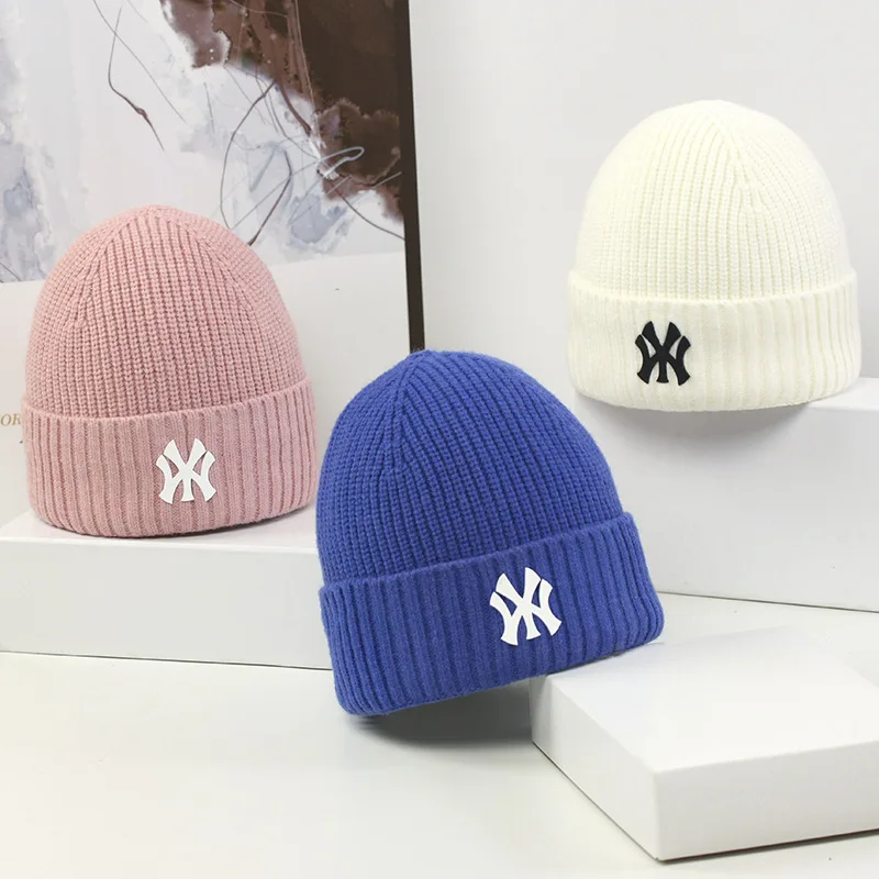 New Winter Fashion Unisex Hat Cotton Blends Letters Solid Warm Soft Knitted Hats Men Women\'s Outdoor Sport Beanies Hip Hop Cap