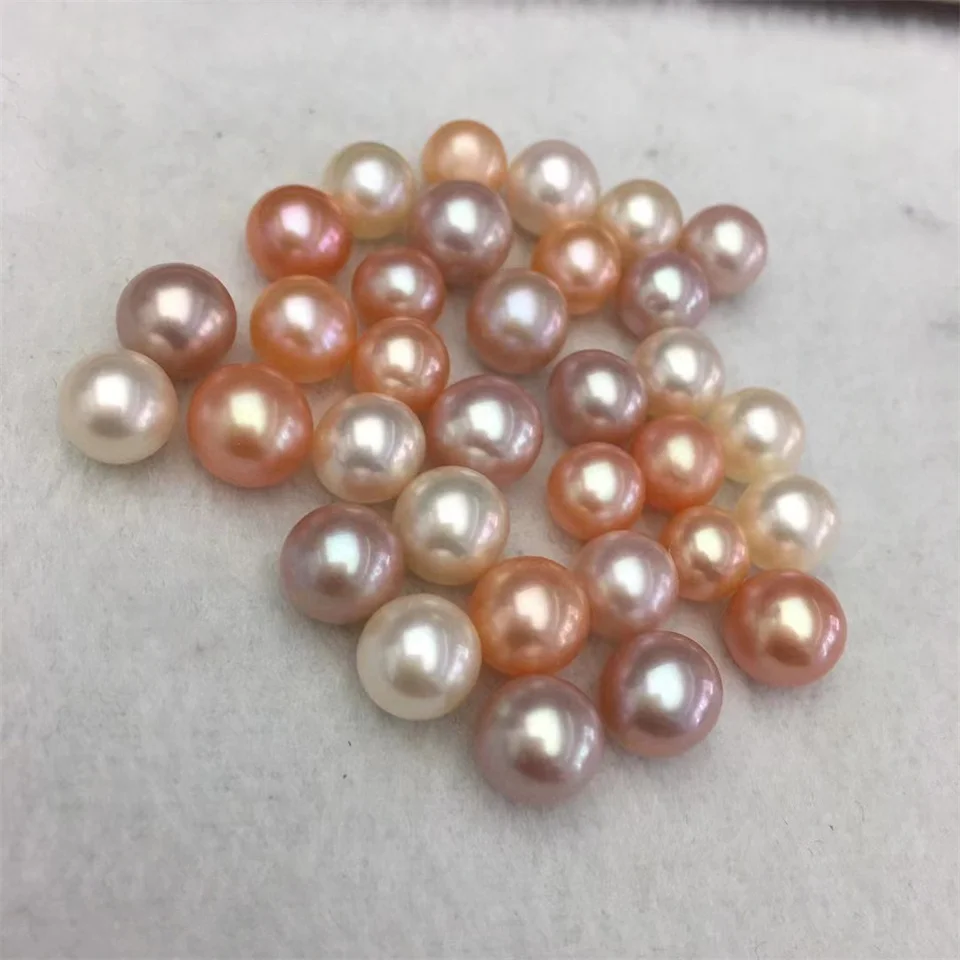 AAA Natural Freshwater Round Cultured Pink Pearl Loose Beads Through-hole Punch for Jewelry Making  DIY Bracelet  Necklace