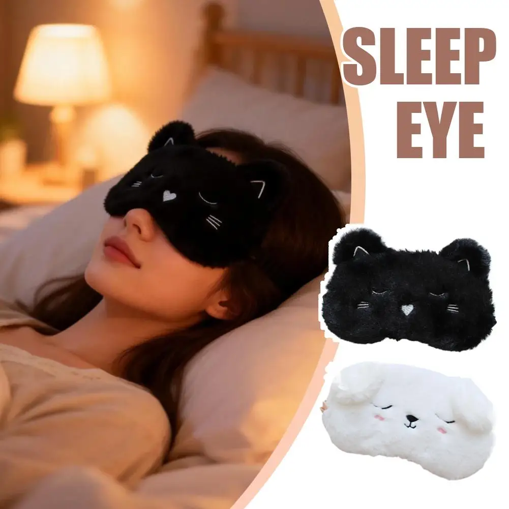 

2Pcs Breathable Soft Sleep Eye Mask For Kids Women Men Lightweight Rabbit Design Elastic Strap Bandage Plush Blindfold Cover