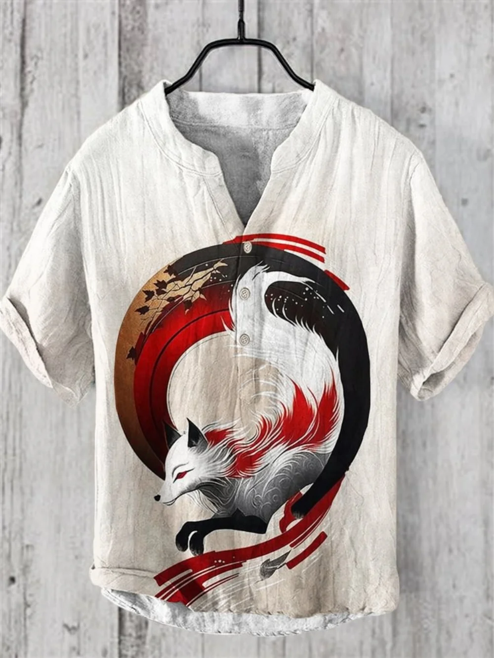 

Summer Men's Short Sleeve Polo Shirt 3 Button Casual Vacation Fashionable Pullover Printed Top