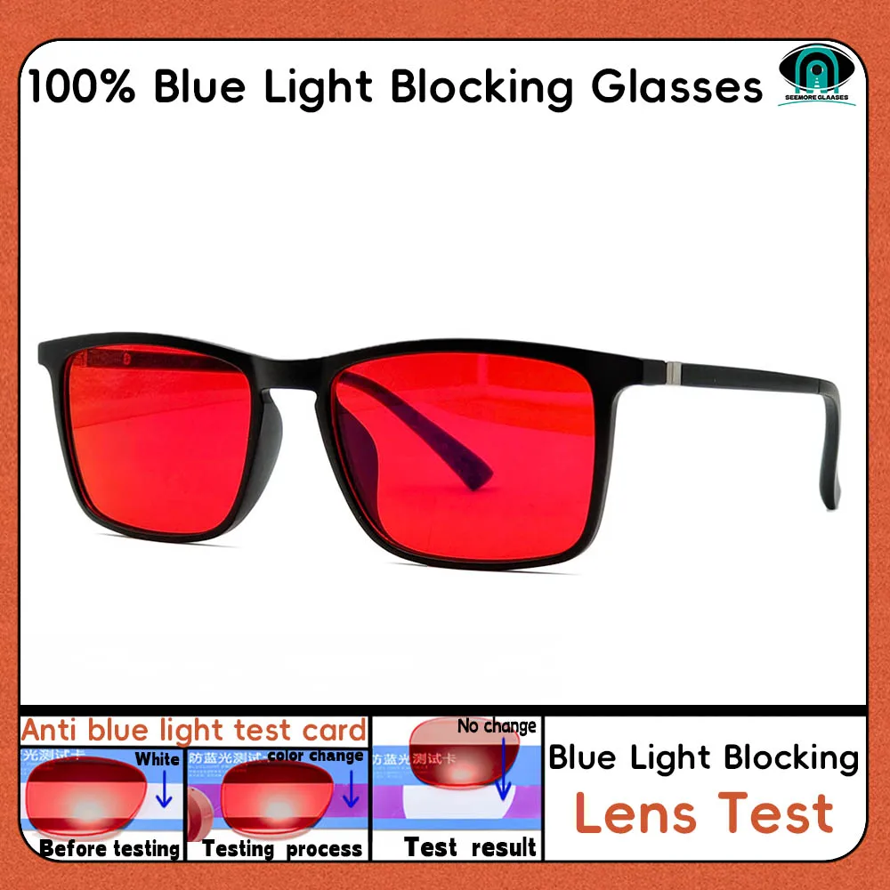 Red Lens 100% blue light Blocking  Glasses Orange Lens, Anti fatigue Glasses Fashion Glasses Women Man Computer Gaming Glasses