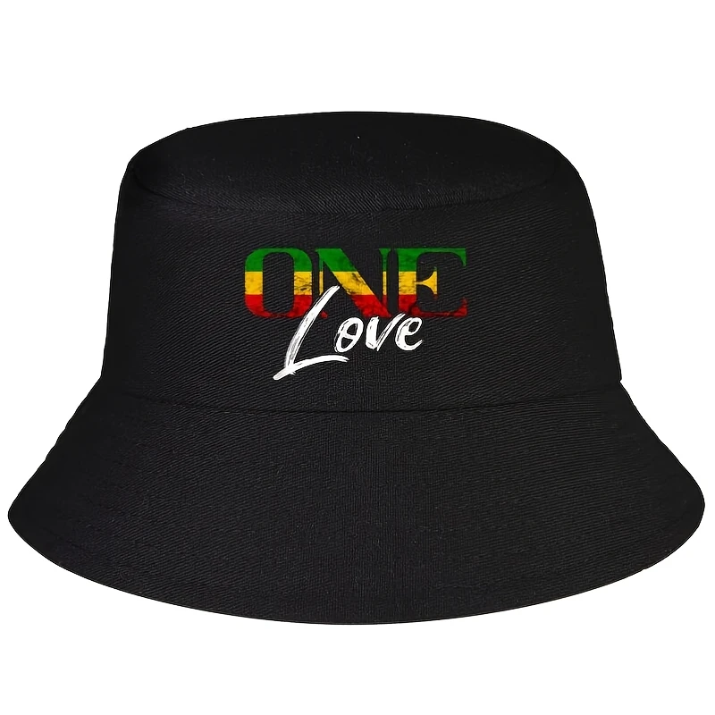 Rastafari One Pride Love Reggae Roots Jamaica Rasta Reggae Bucket Hat Female Male Outdoor Sun Bucket Hat