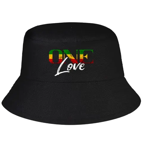 Rastafari One Pride Love Reggae Roots Jamaica Rasta Reggae Bucket Hat Female Male Outdoor Sun Bucket Hat