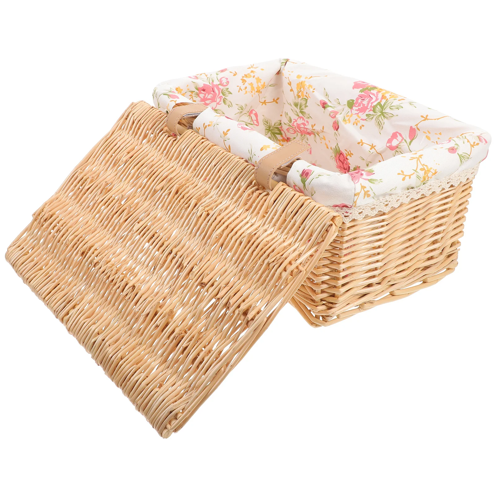 

Wicker Woven Storage Box With Lid Large Capacity Organizer For Home Bedroom Living Room Kitchen Office Use Rectangular