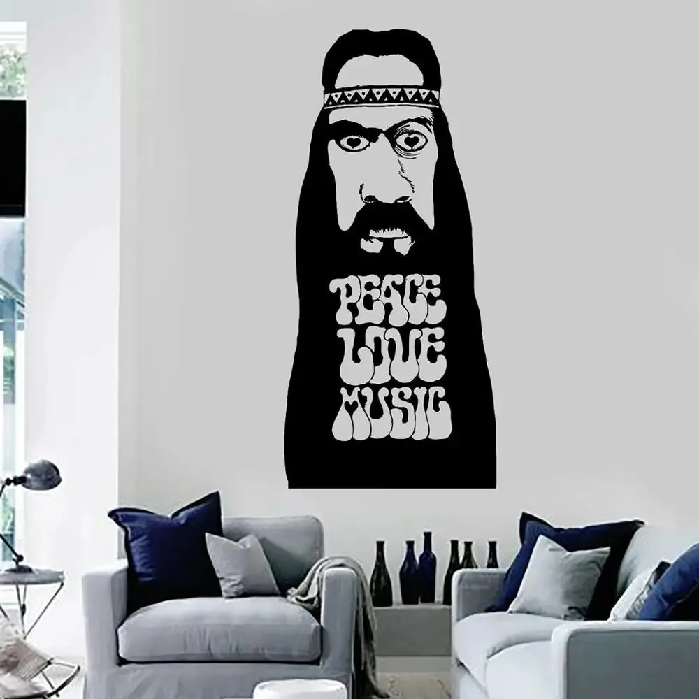 Hippie Peace Love Music Wall Decal Quotes Music Wall Decor Stickers Removable