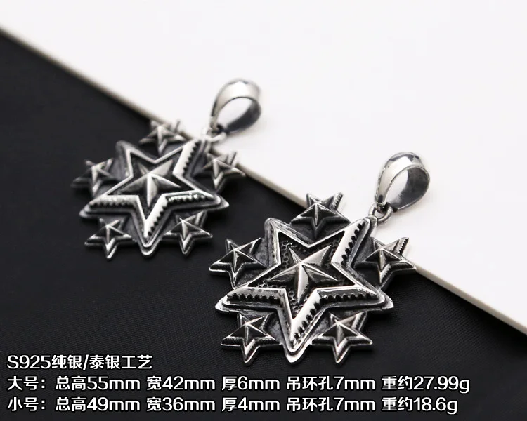 Fashion trendsetter Valentine's Day gift couple pentagram pendant jewelry simple pure silver star necklace Thai silver