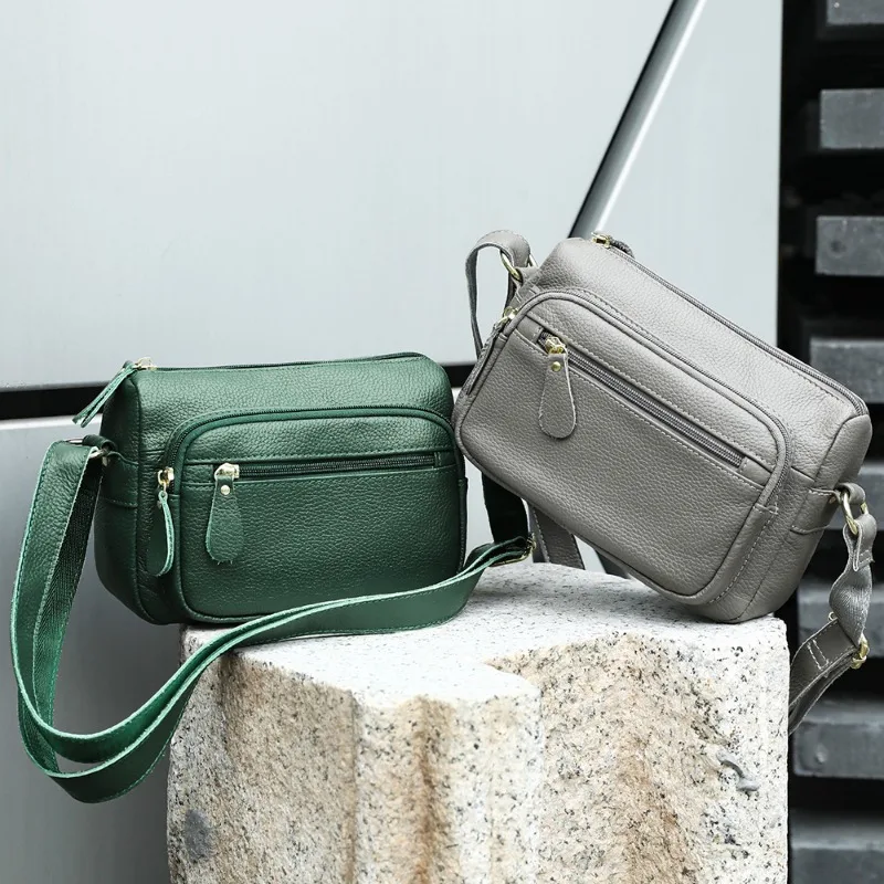 

Versatile Leather Women's Bag Single Shoulder Bag Multi Compartment Multi Pocket Crossbody Mobile Phone Bag