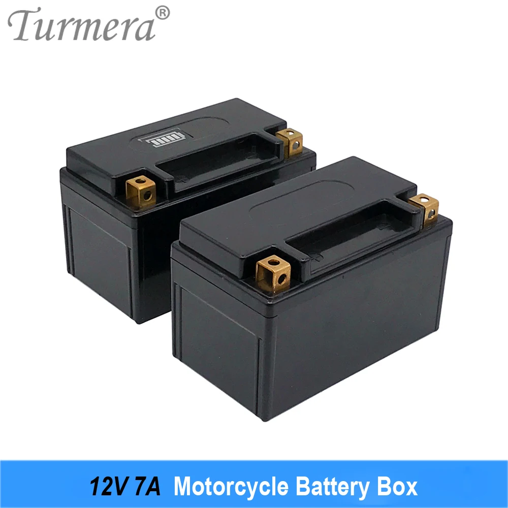 Turmera 12V 7A Motorcycle Battery Storage Box Empty with Indicator for Max. Can Install 8Pieces 32700 Lifepo4 Battery or Ups Use