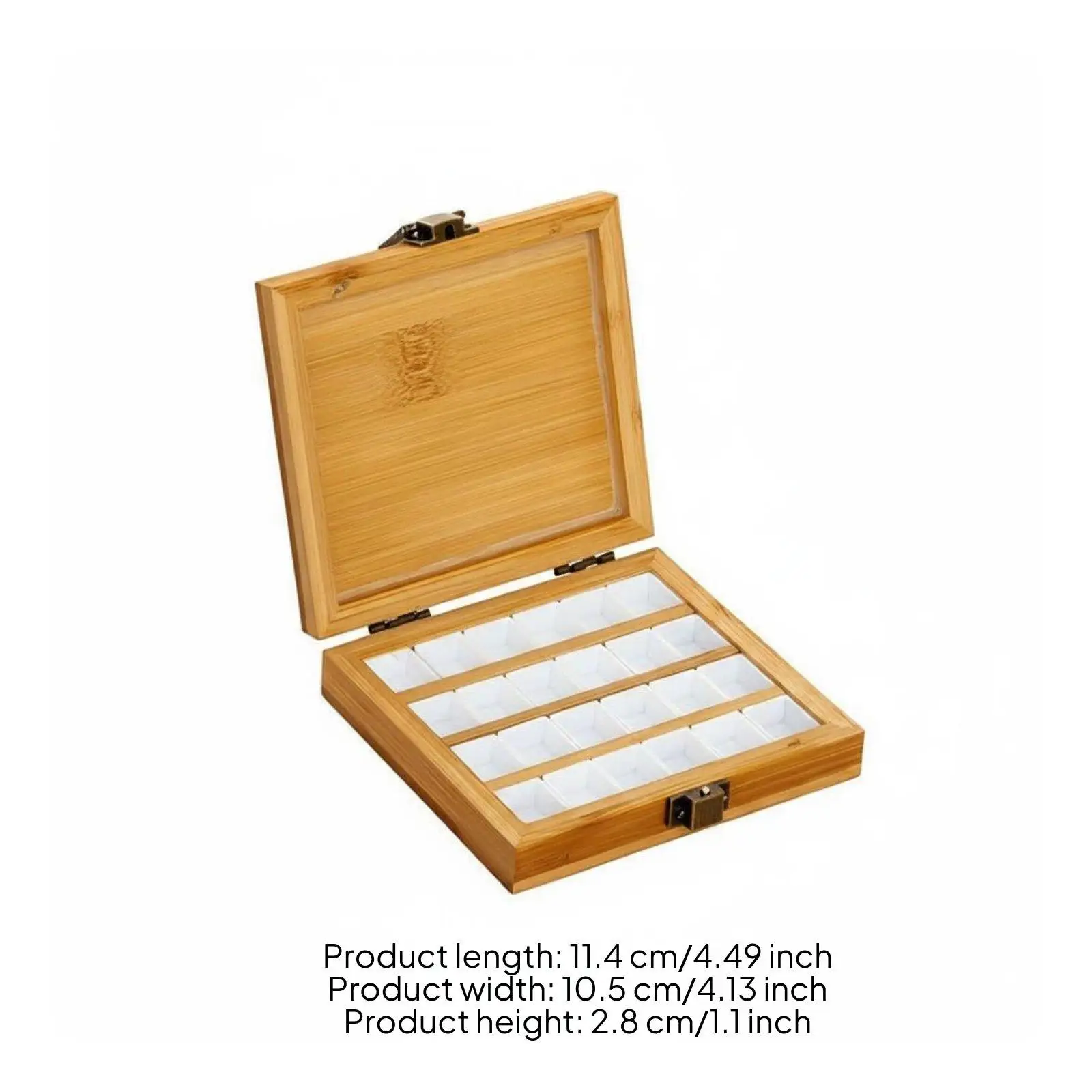 3xCompartmented Watercolor Box Bamboo Wood Wooden Paint Box Metal Clasp Hinged Wooden Case Wood 24G Buckle