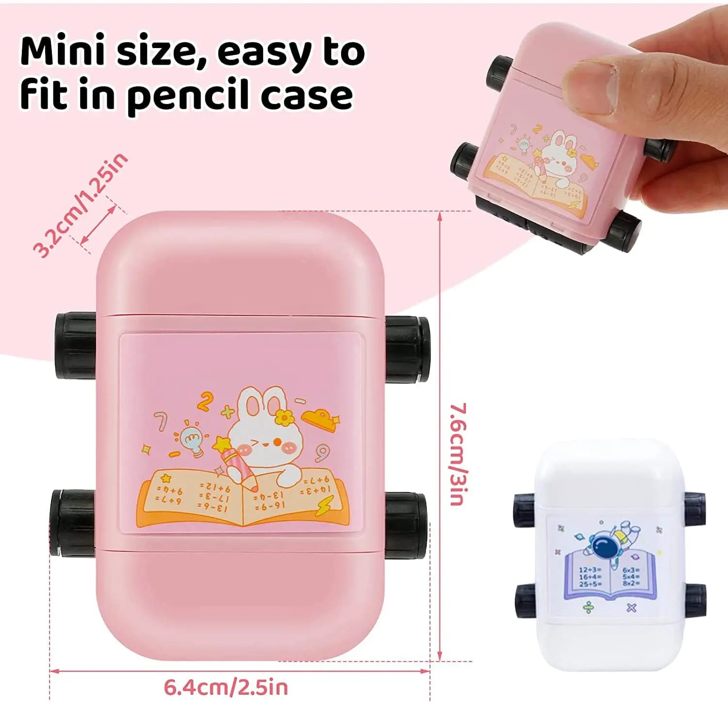 2 in 1 Multiplication Division Teaching Stamps Double-Head Digital Roller Number Question Stamp Math Practice Teaching Accessory
