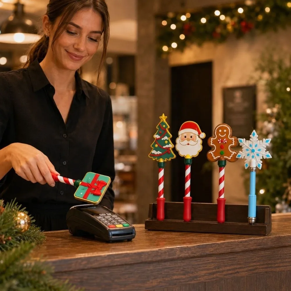 3D Printed Christmas Tap Wand Christmas Tree Santa Claus Contactless Payment Wand Gingerbread Man Candy Stripe Grip
