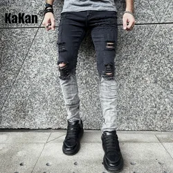 Kakan-pantalones vaqueros blancos desgastados para hombre, pantalón informal, elástico, K9-1866, europeo y americano, nuevo