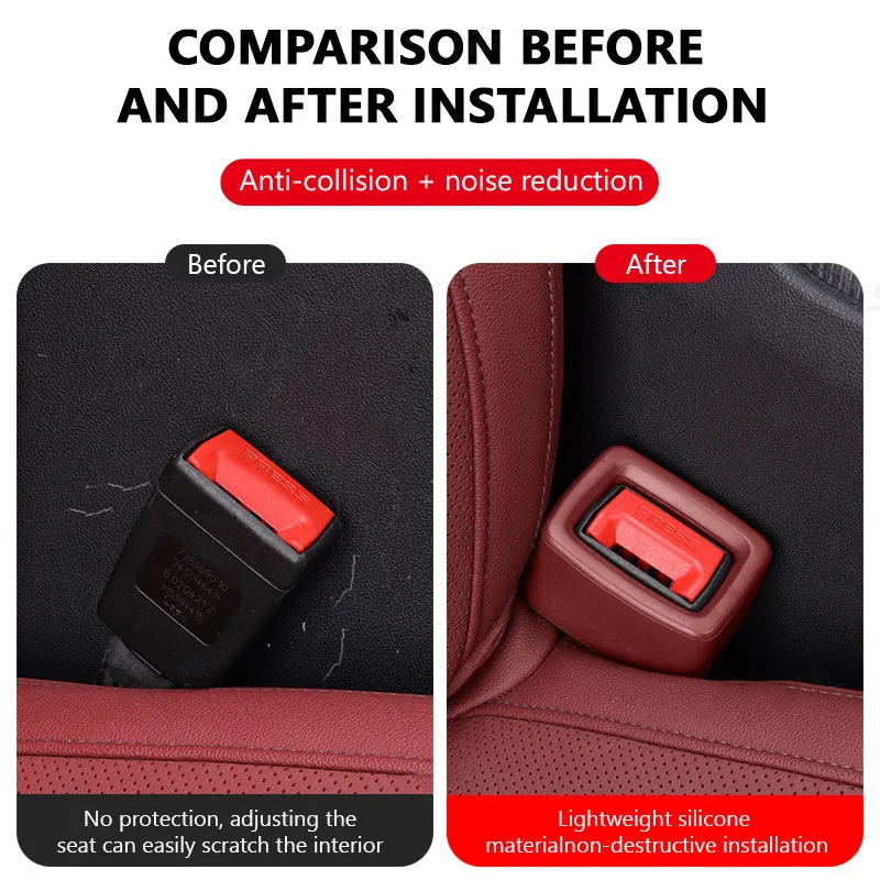 Superior Car Seat Belt Buckle Cover Car Safety Belt Anchor Socket EVA Anti-collision Protection Cover Car Interior Modification 6