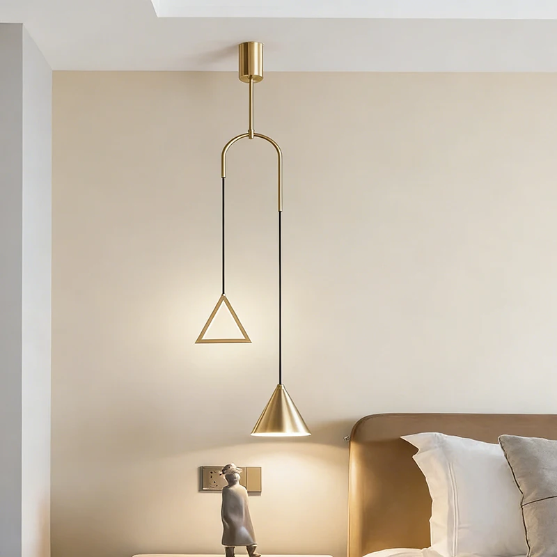 Modern Long Strip Gold LED Pendant Light 2 Lights Adjustable Pendant Light Bedroom Living Room Hotel Decoration Interior Light