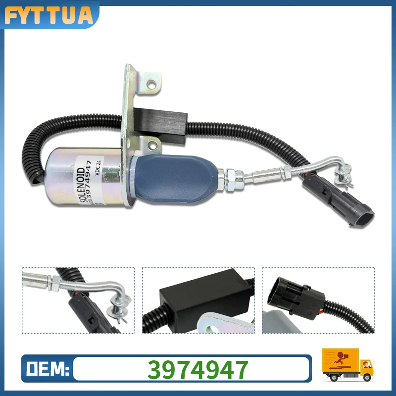 

Hot Selling Diesel Engine Parts 24V Solenoid Shut-off Valve 3974947 for 6CT8.3