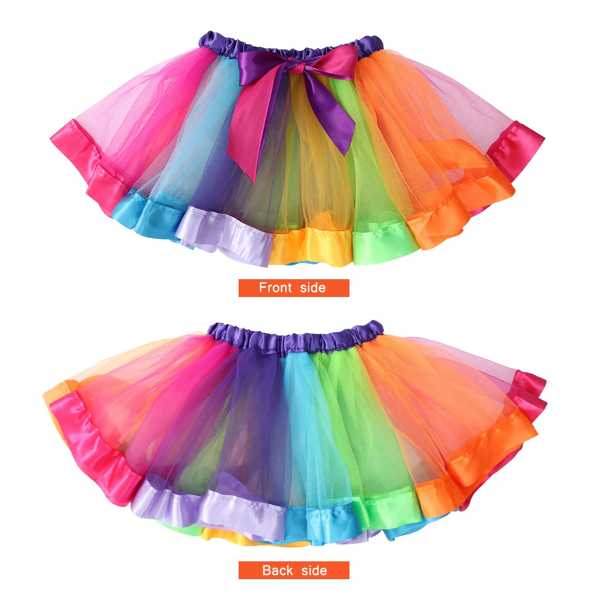 

Girls Layered Rainbow Tutu Skirt Elastic Waist Bowknot Ribbon Ballet Dance Performance Dress Size M 4-6 Years Old Girls Skirts