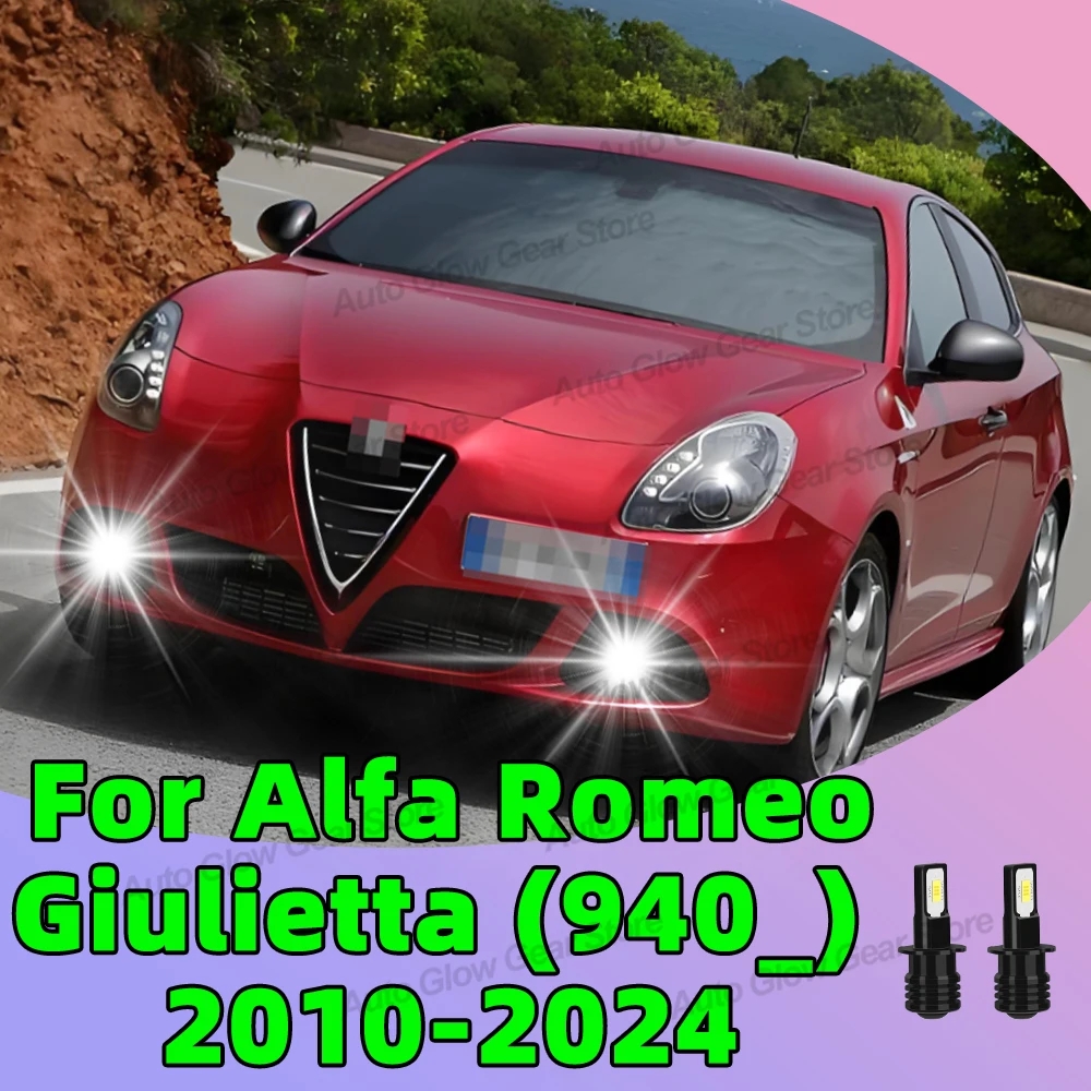 2Pcs For Alfa Romeo Giulietta (940_) 2010-2024 Led Fog Light Bulbs H3 6000K Bright White 3570 CSP Diode Driving Running Lamp 12V