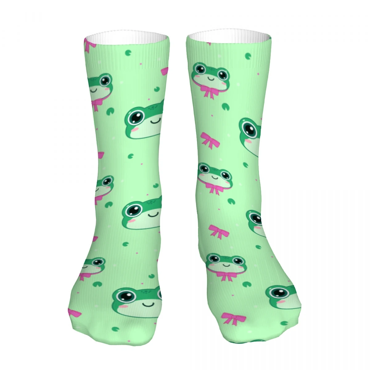 Cute Frogs Pattern Mens Womens Funny Crew Socks Cool 3D Printed Design Socks Fashion Comfortable Basketball Socks