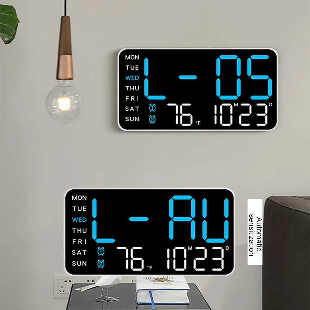 

Day And Week Display LED Digital Wall Clock Brightness Adjustment Clock Voice-activated Wake-up Wall Or Table Use