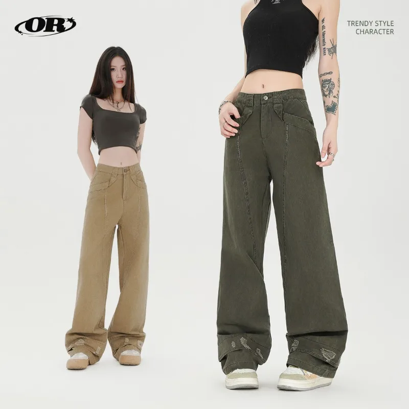 OU FL – pantalon Cargo 100 coton pour femme, vêtement de marque tendance, Vintage, Baggy, Staraight, Y2k, automne