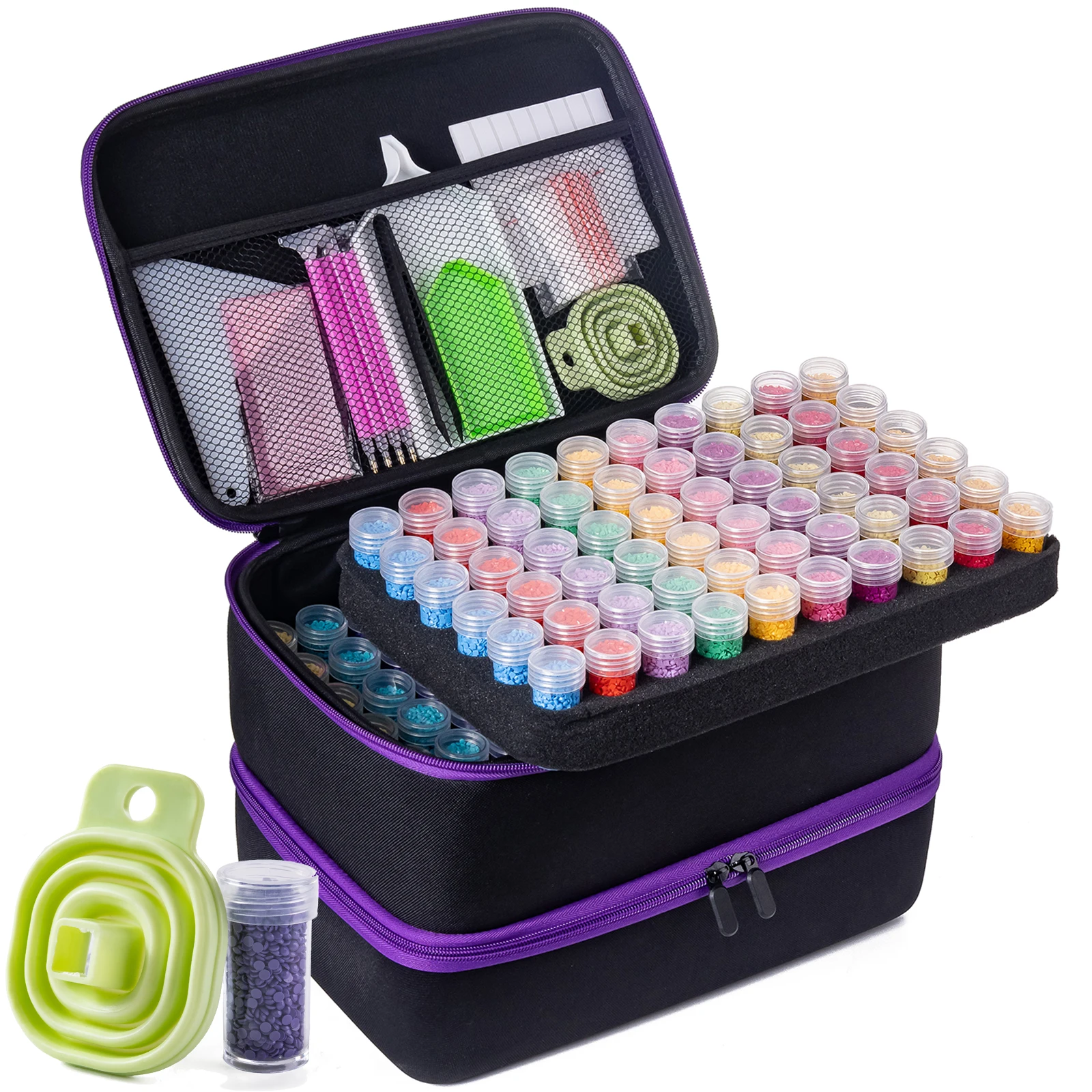 

240/30/60/120 Slots Diamond Art Storage Container with Accessories and Tools, Portable Bead Storage Boxes for Diamond Painting