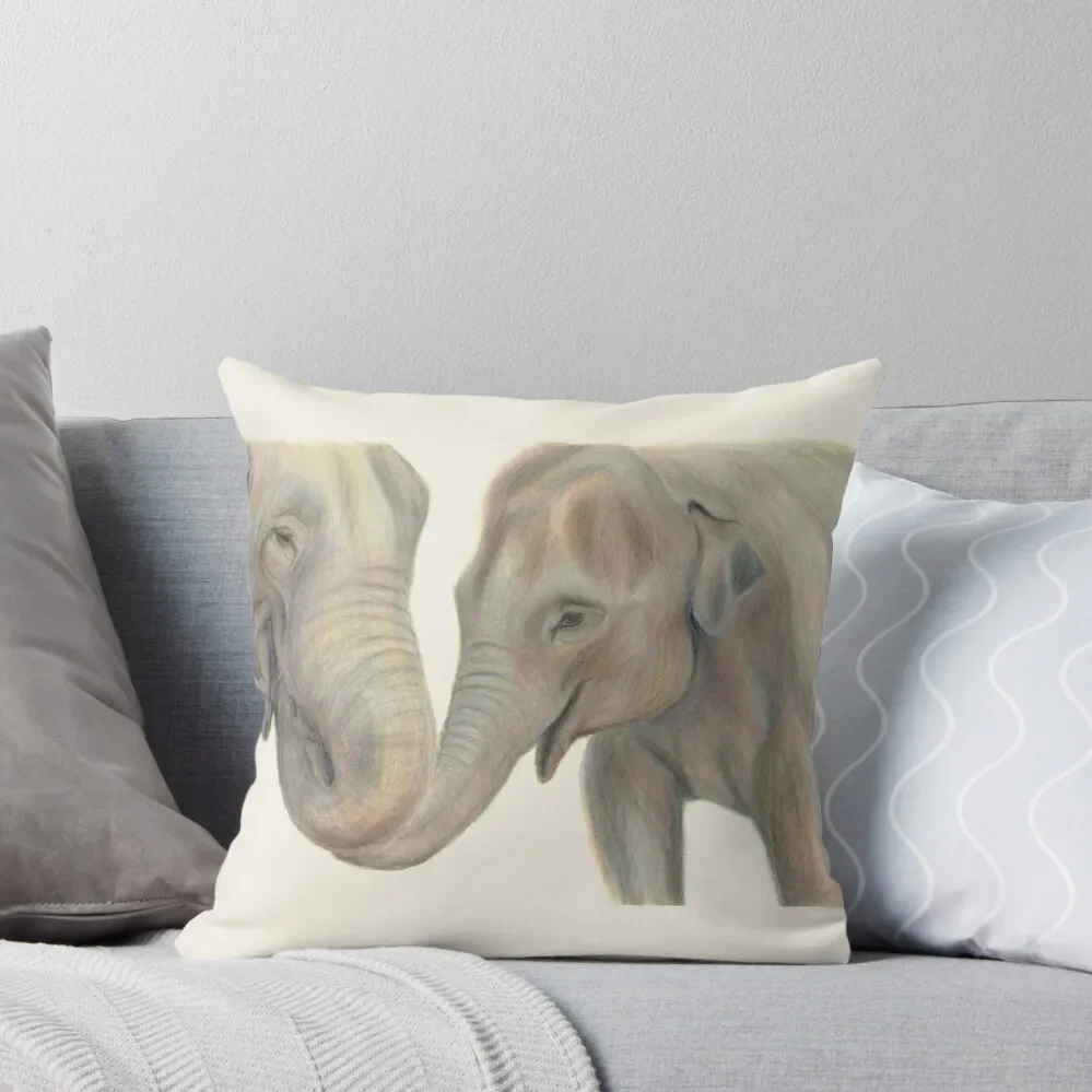 Elephant love, two lovely elephants holding trunks Throw Pillow Luxury Pillow Case Decorative Sofa Cushion pillow