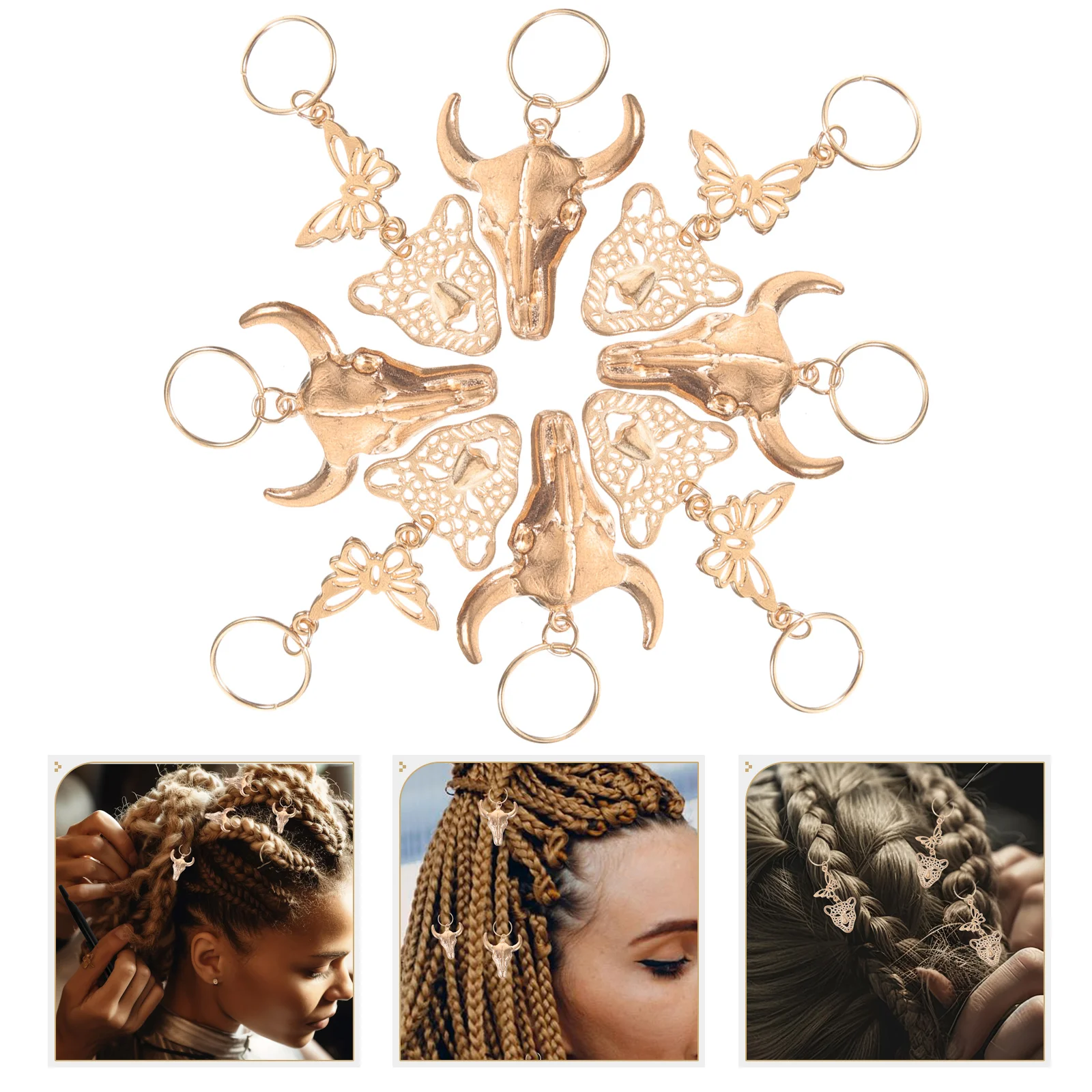 

10Pcs Dreadlock Braiding Accessories Ox Head Leopard Hair Charms Hair Jewelry for Braids Braid Decorations Braid Accessories