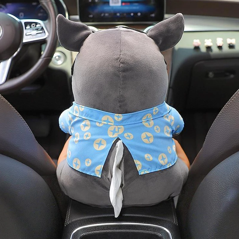 Cartoon Cute Car Tissue Box Creative Car Armrest Box Garbage Can 2 In 1 Tissue Bag Multi-functional Storage Bag For Home Office