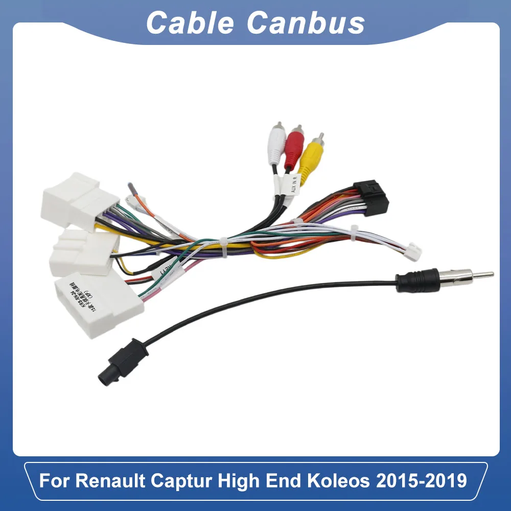 16 Pin CANBUS Wiring Harness For Renault Captur High End Koleos 2015-2019  Android Radio Power Adapter Cable Decoder Box